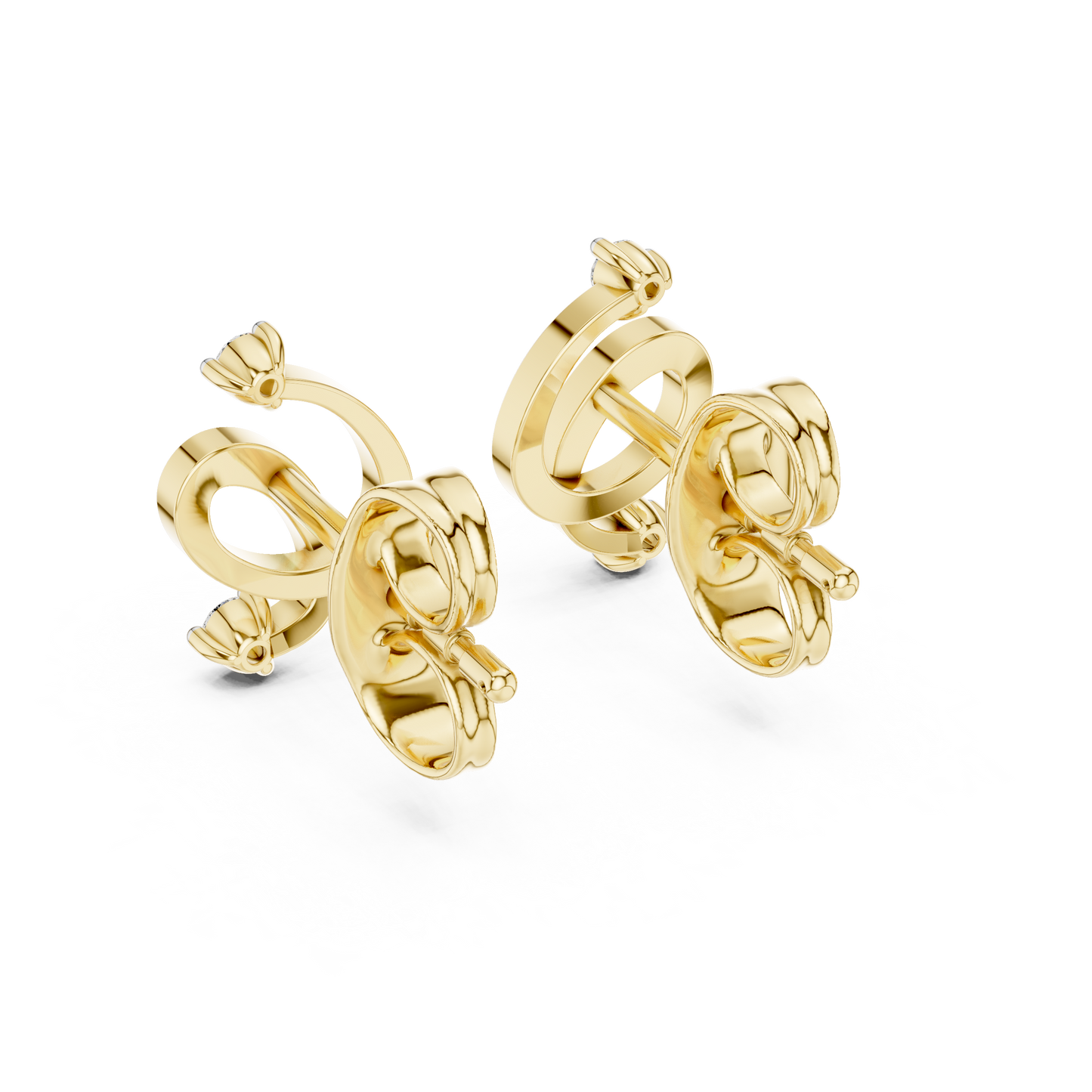 Diamond Ribbon Swirl Stud Earrings