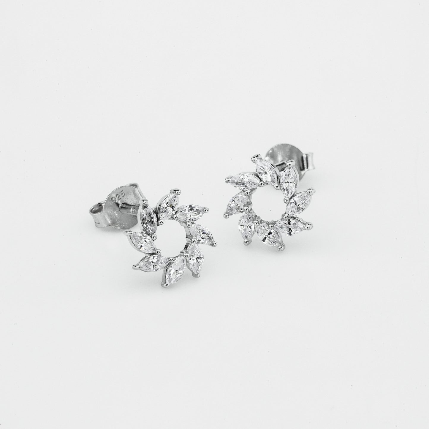 Marquise Diamond Floral Cluster Earrings
