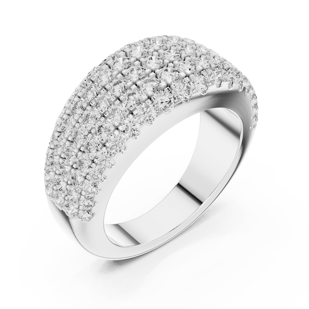 Five-Row Micro-Pave Round Diamond Ring