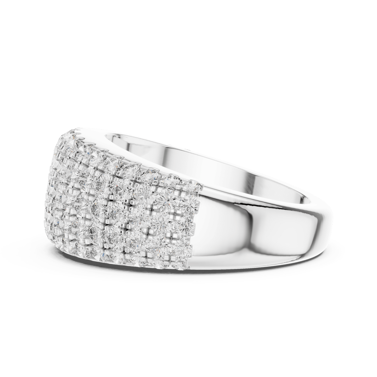 Five-Row Micro-Pave Round Diamond Ring