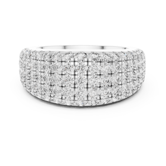 Five-Row Micro-Pave Round Diamond Ring