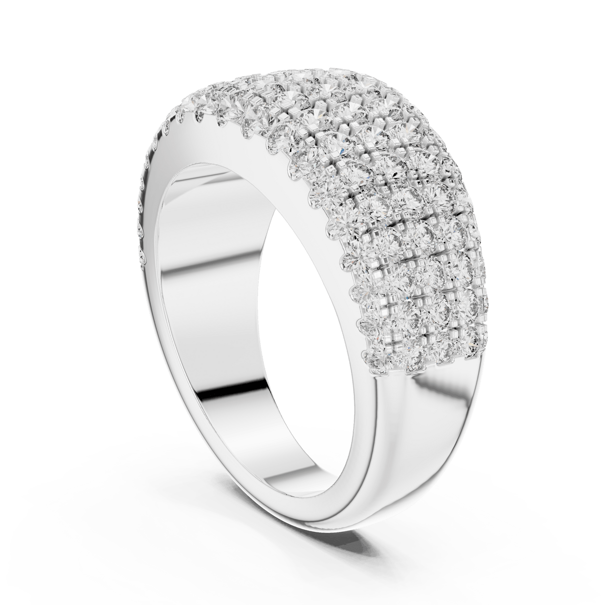 Five-Row Micro-Pave Round Diamond Ring