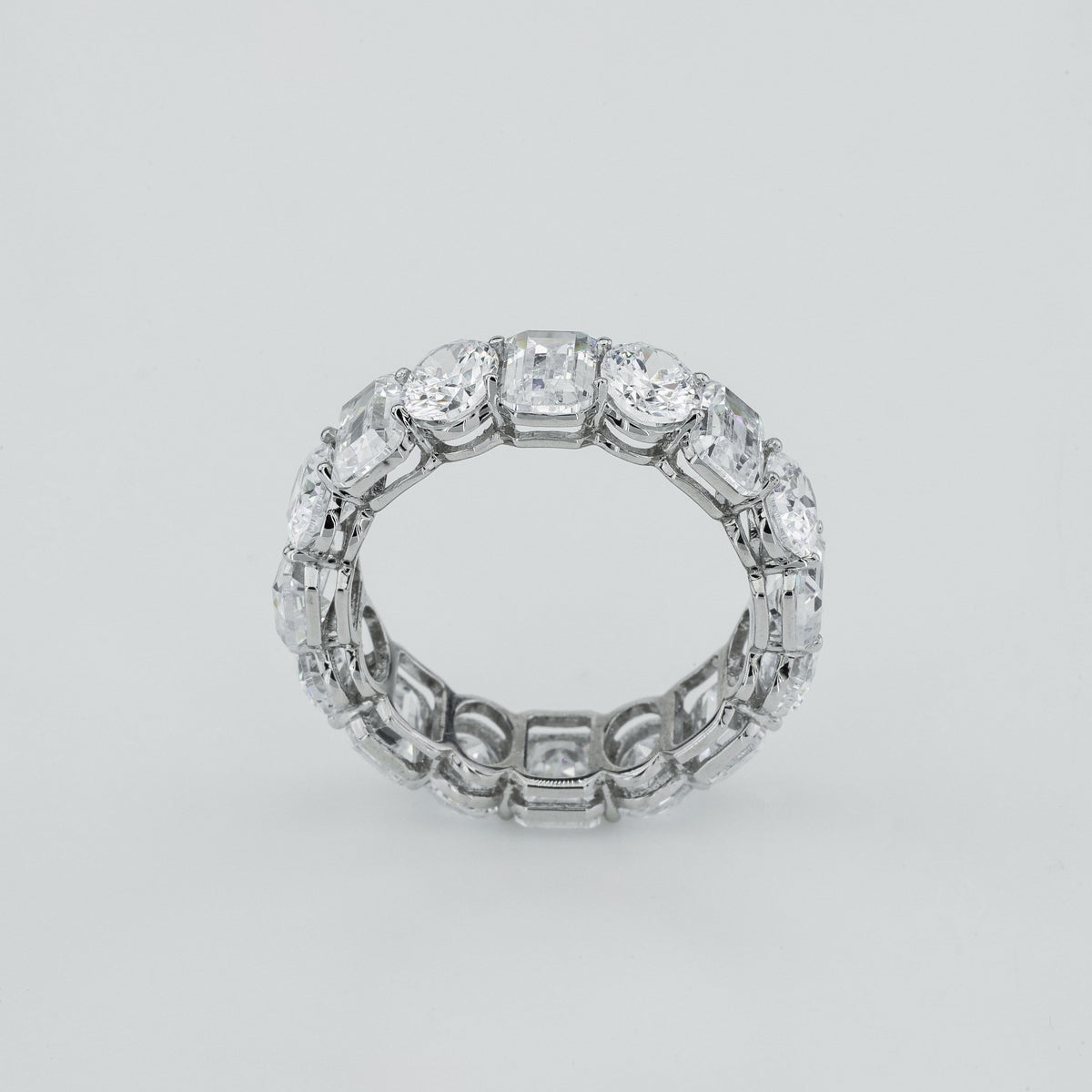 Mixed Cut Oval & Emerald Diamond Eternity Stacking Ring
