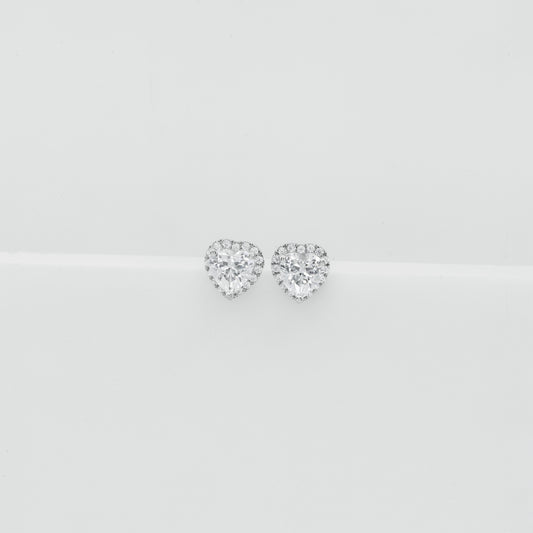 Heart-Shaped Halo Stud Earrings