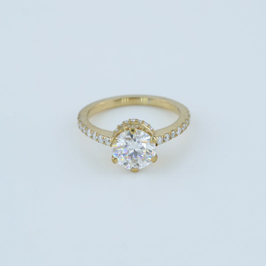 Round Brilliant With Pave Solitaire Ring