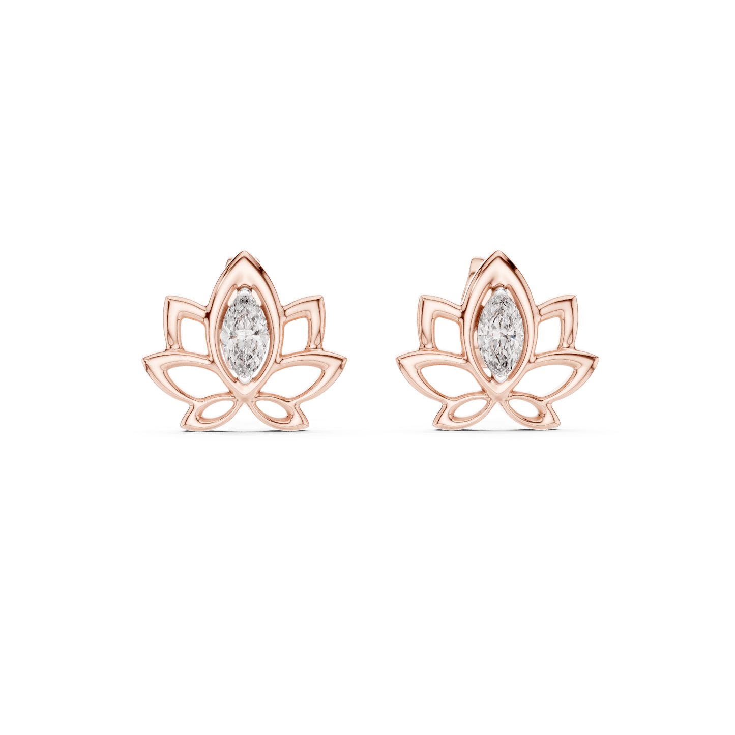 Lotus Diamond Stud Earrings