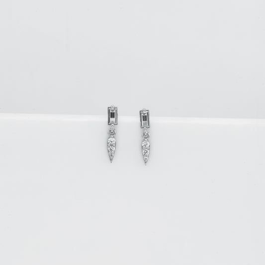 Diamond Key-Shaped Drop Earrings