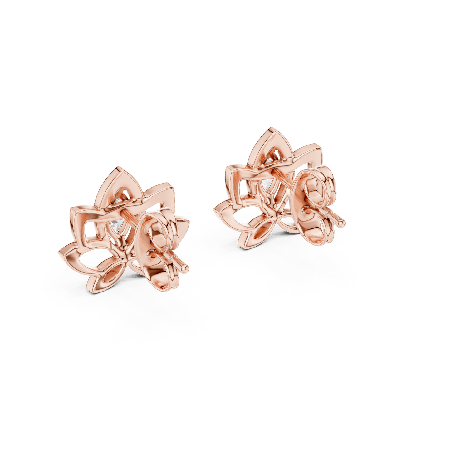 Lotus Diamond Stud Earrings