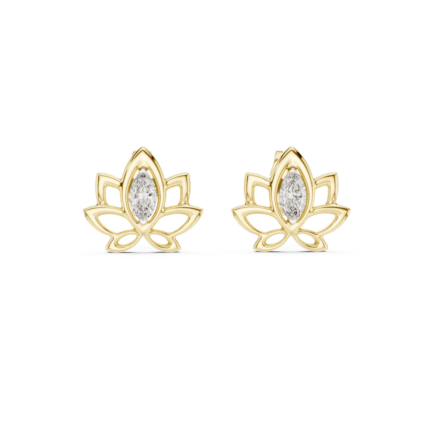 Lotus Diamond Stud Earrings