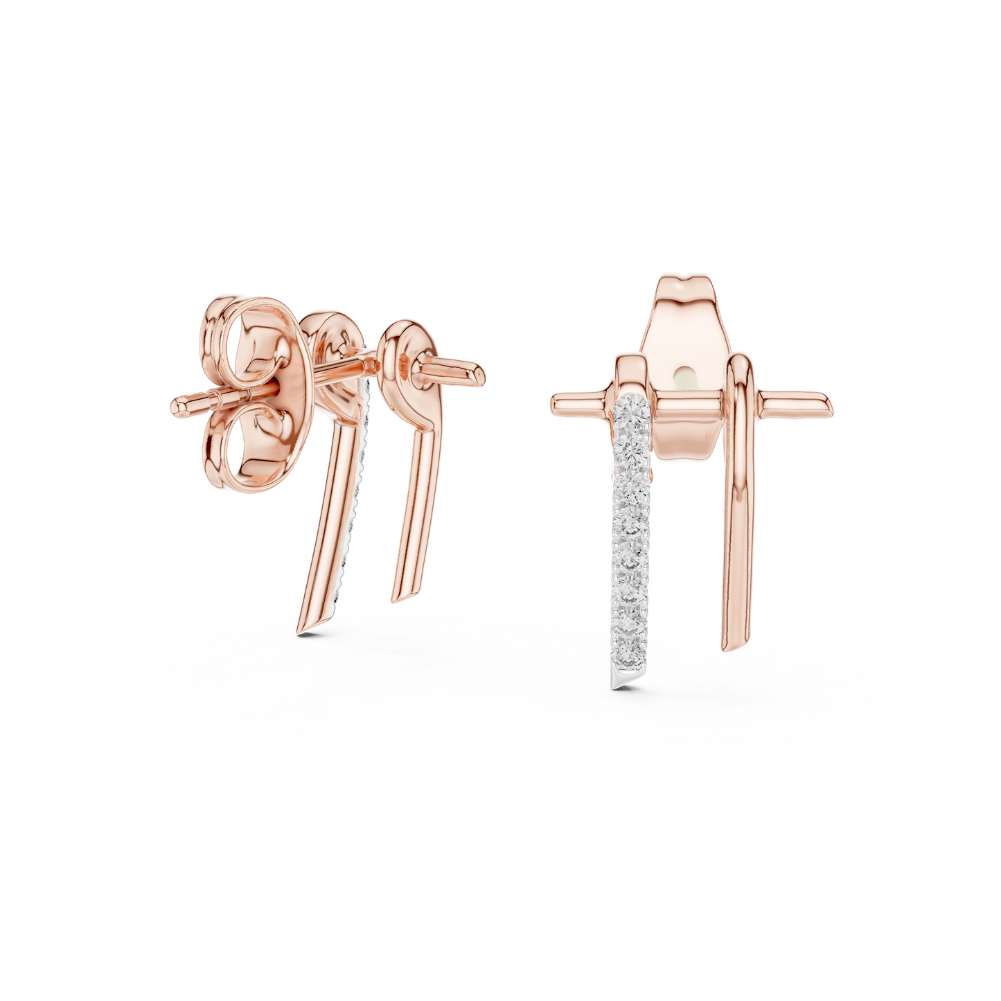 Curved Tusk Diamond Stud Earrings