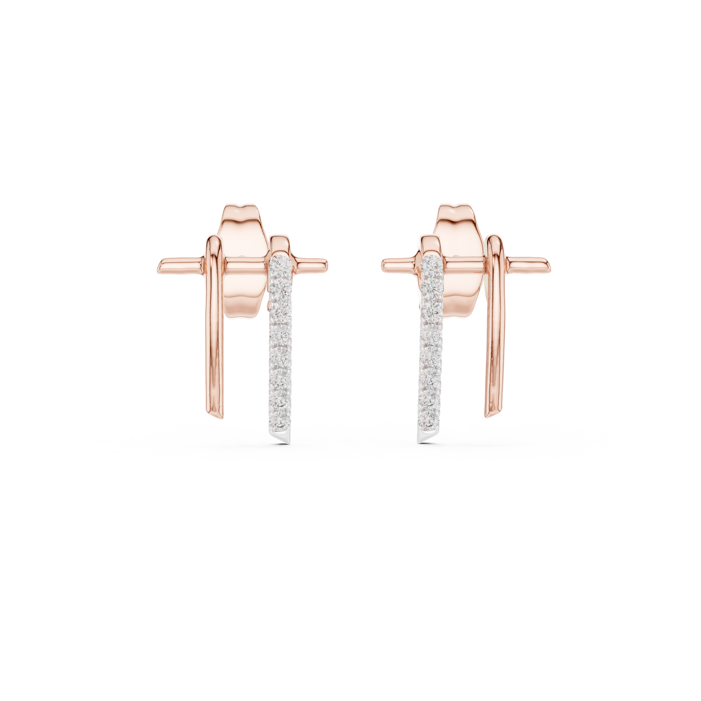Curved Tusk Diamond Stud Earrings
