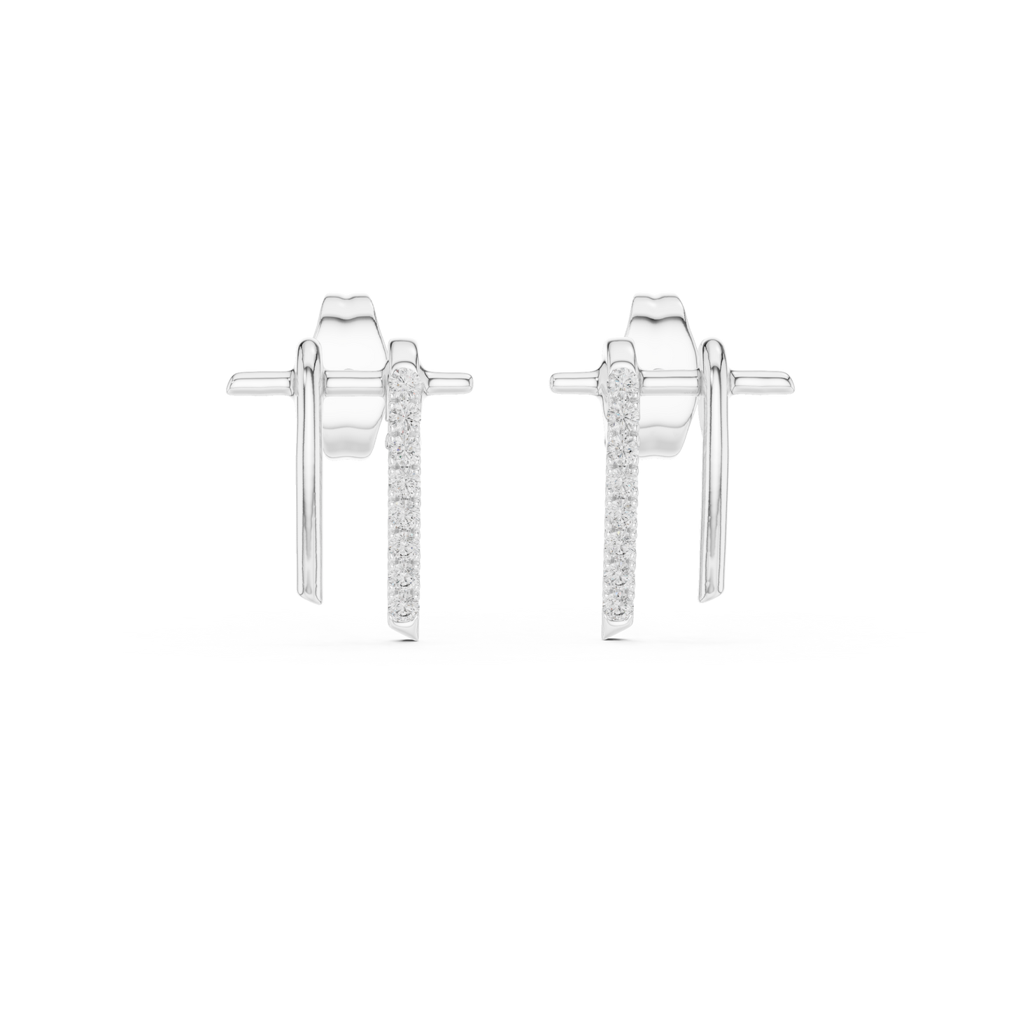 Curved Tusk Diamond Stud Earrings