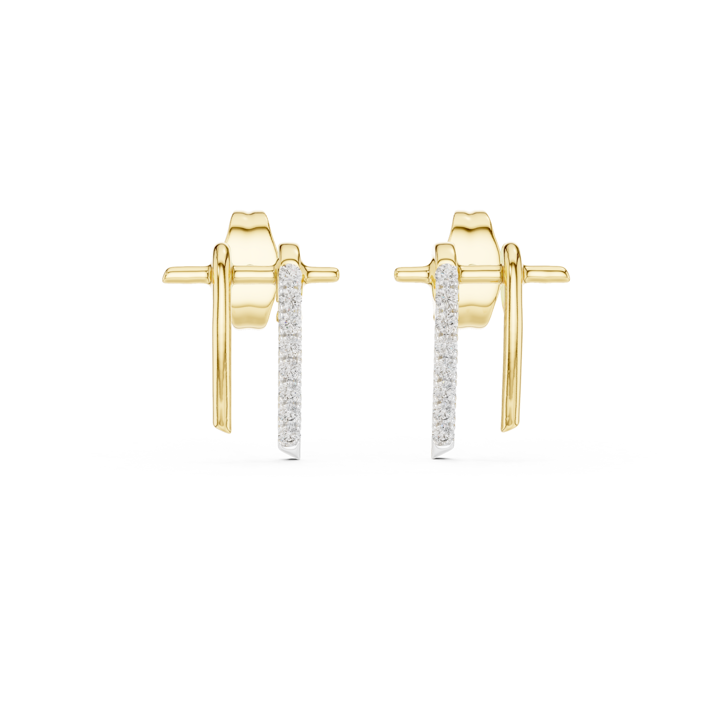 Curved Tusk Diamond Stud Earrings