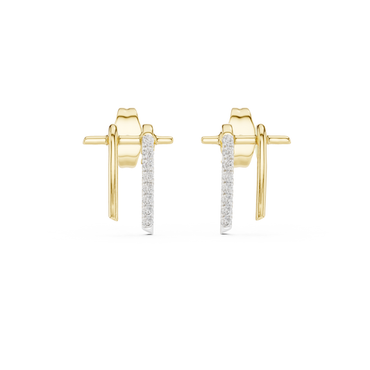 Curved Tusk Diamond Stud Earrings