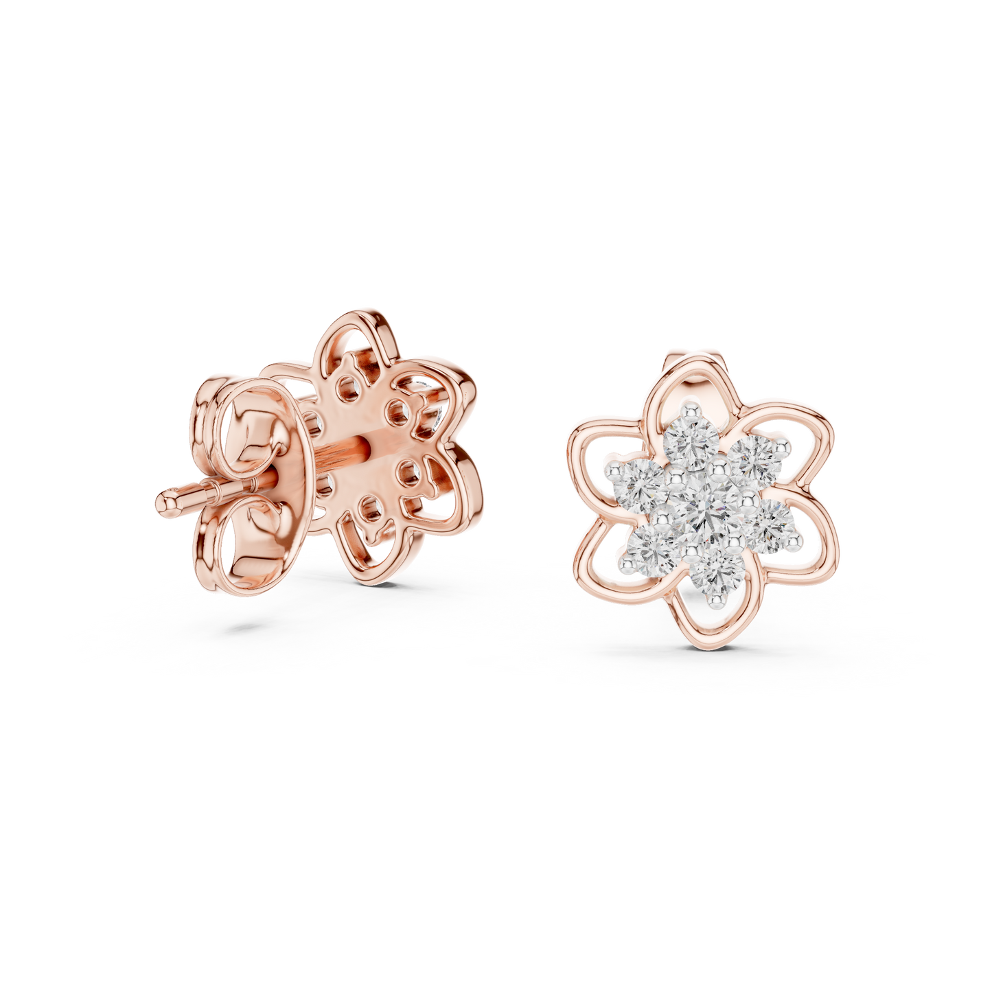 Leaf Diamond Stud Earrings