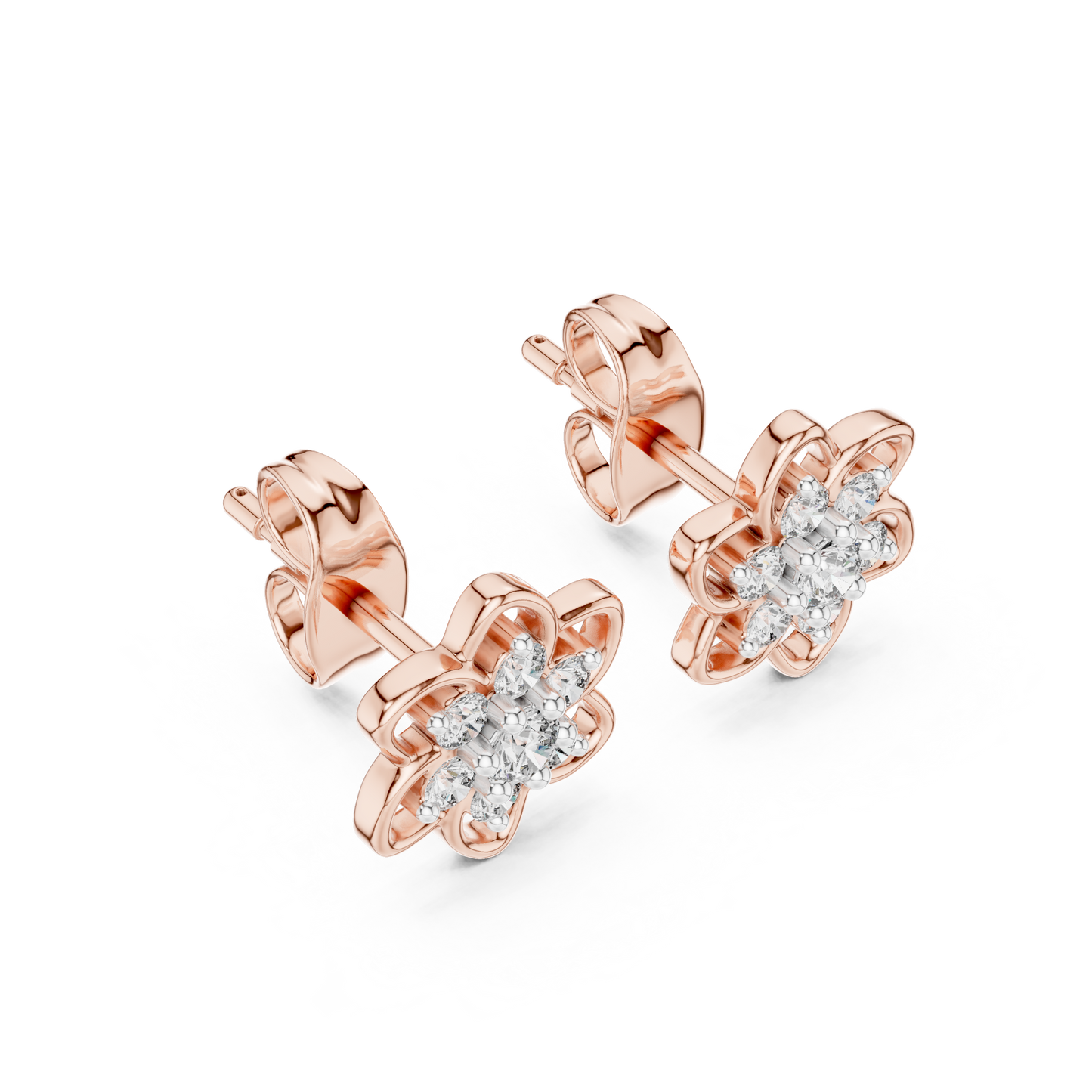 Leaf Diamond Stud Earrings