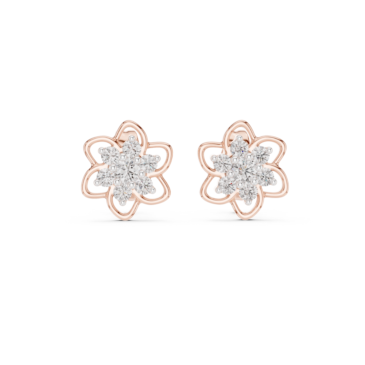 Leaf Diamond Stud Earrings