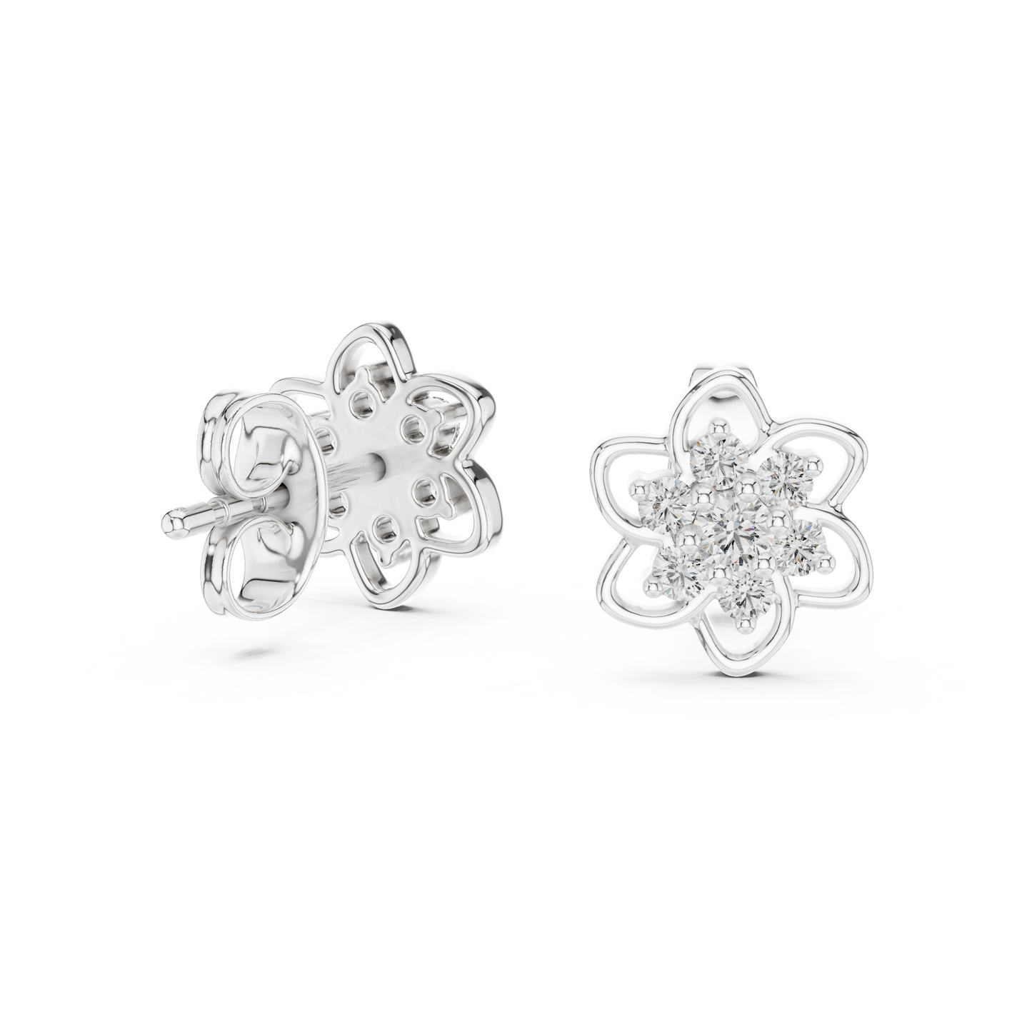 Leaf Diamond Stud Earrings