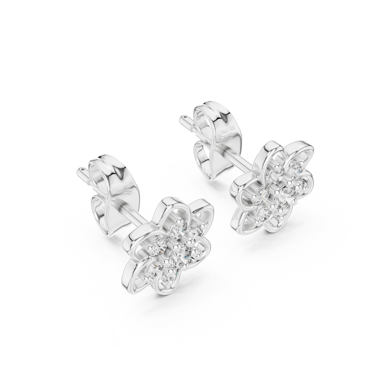 Leaf Diamond Stud Earrings