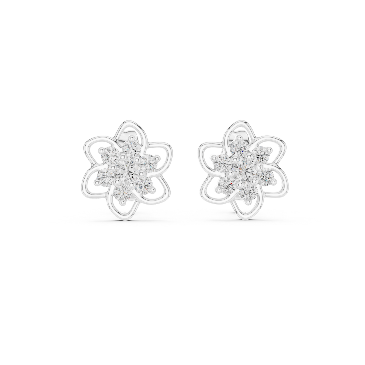 Leaf Diamond Stud Earrings