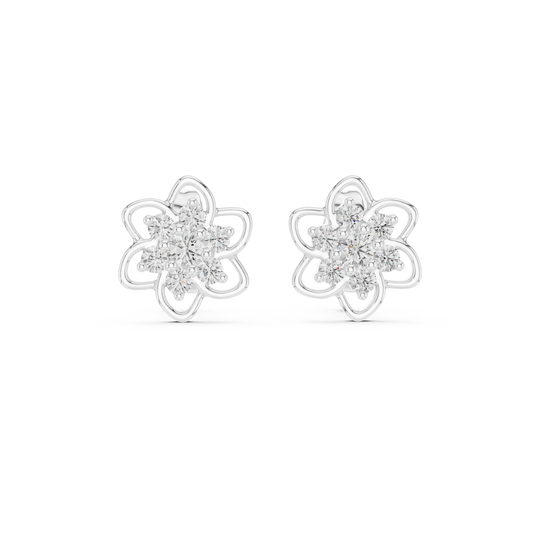 Leaf Diamond Stud Earrings