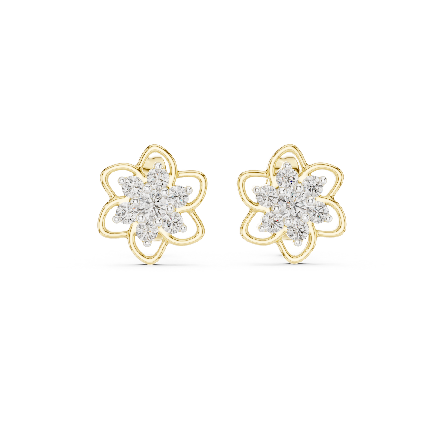 Leaf Diamond Stud Earrings