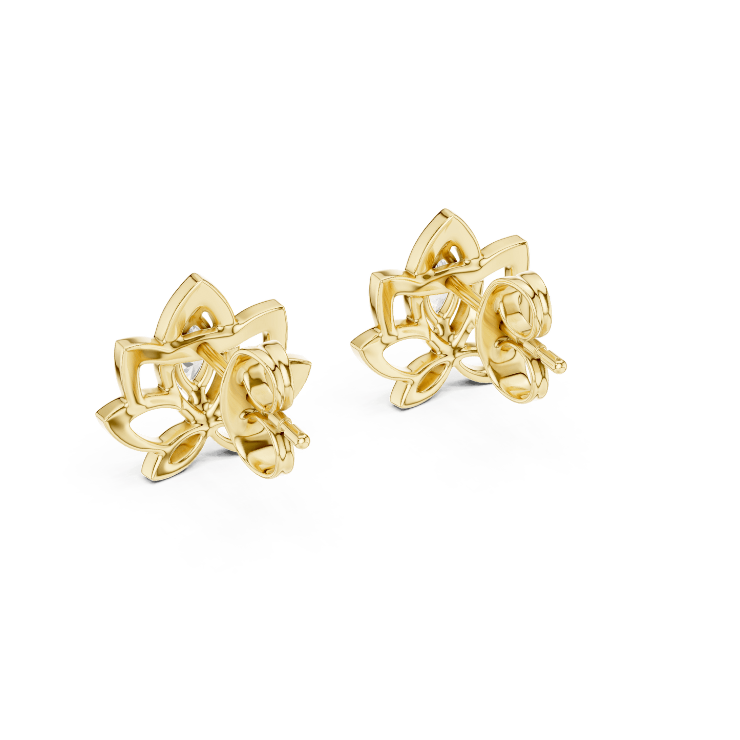 Lotus Diamond Stud Earrings