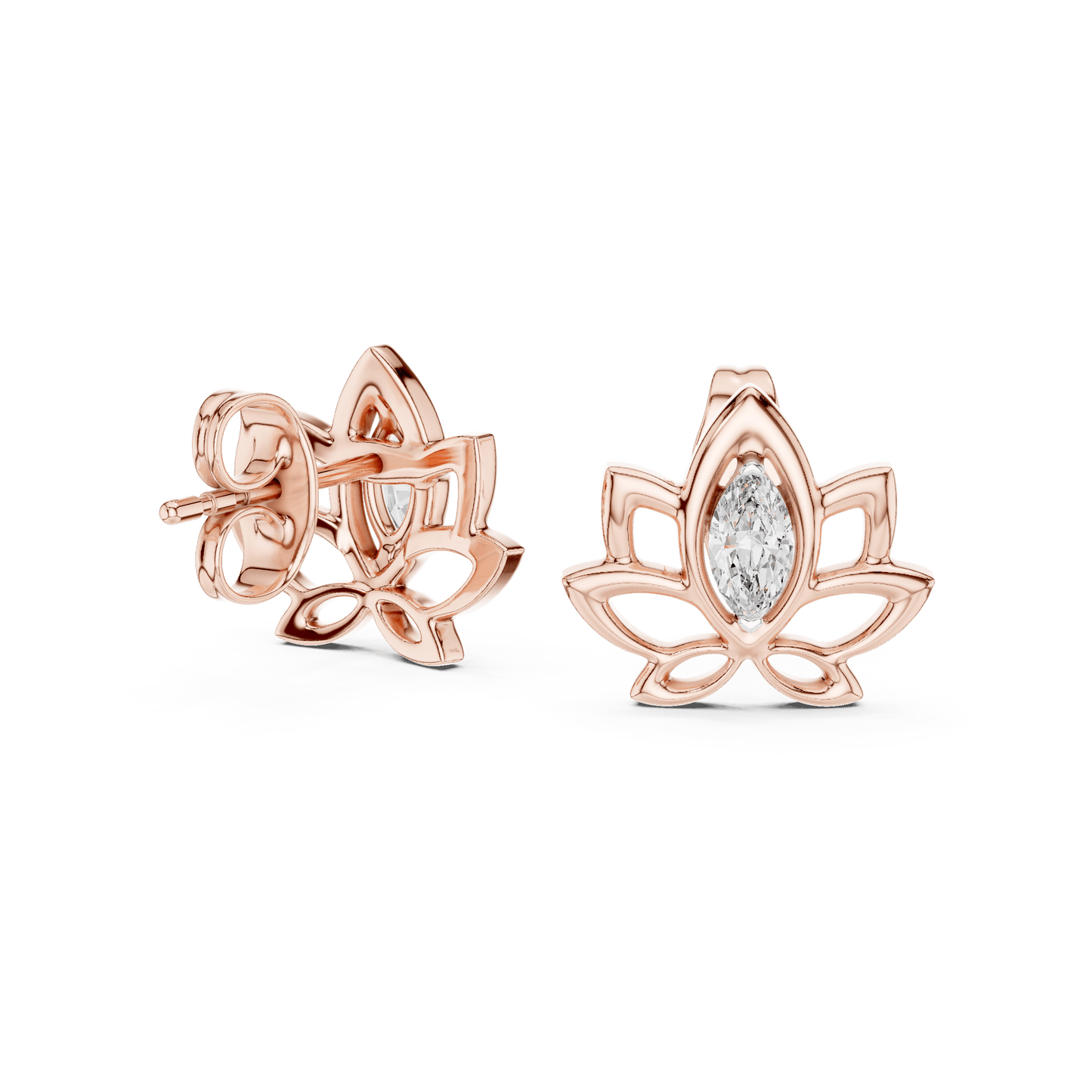 Lotus Diamond Stud Earrings