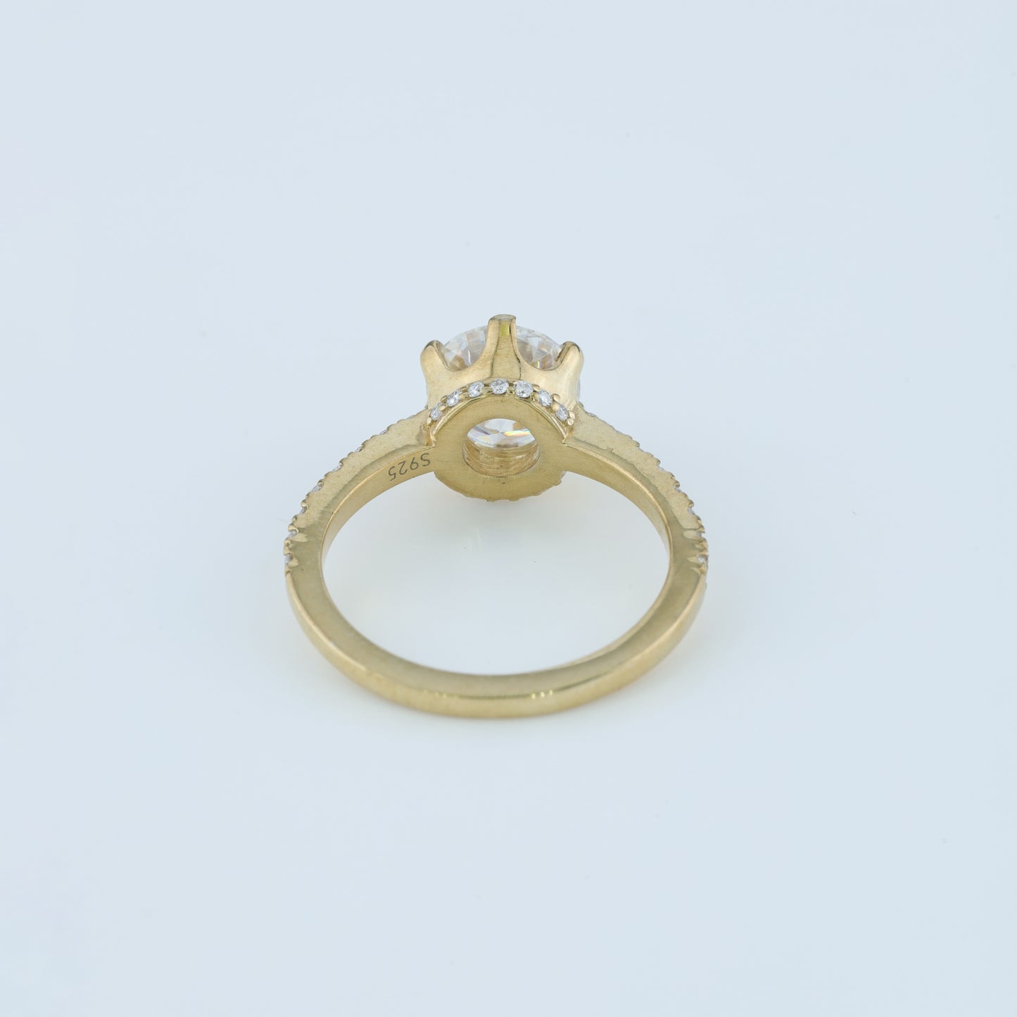 Round Brilliant With Pave Solitaire Ring