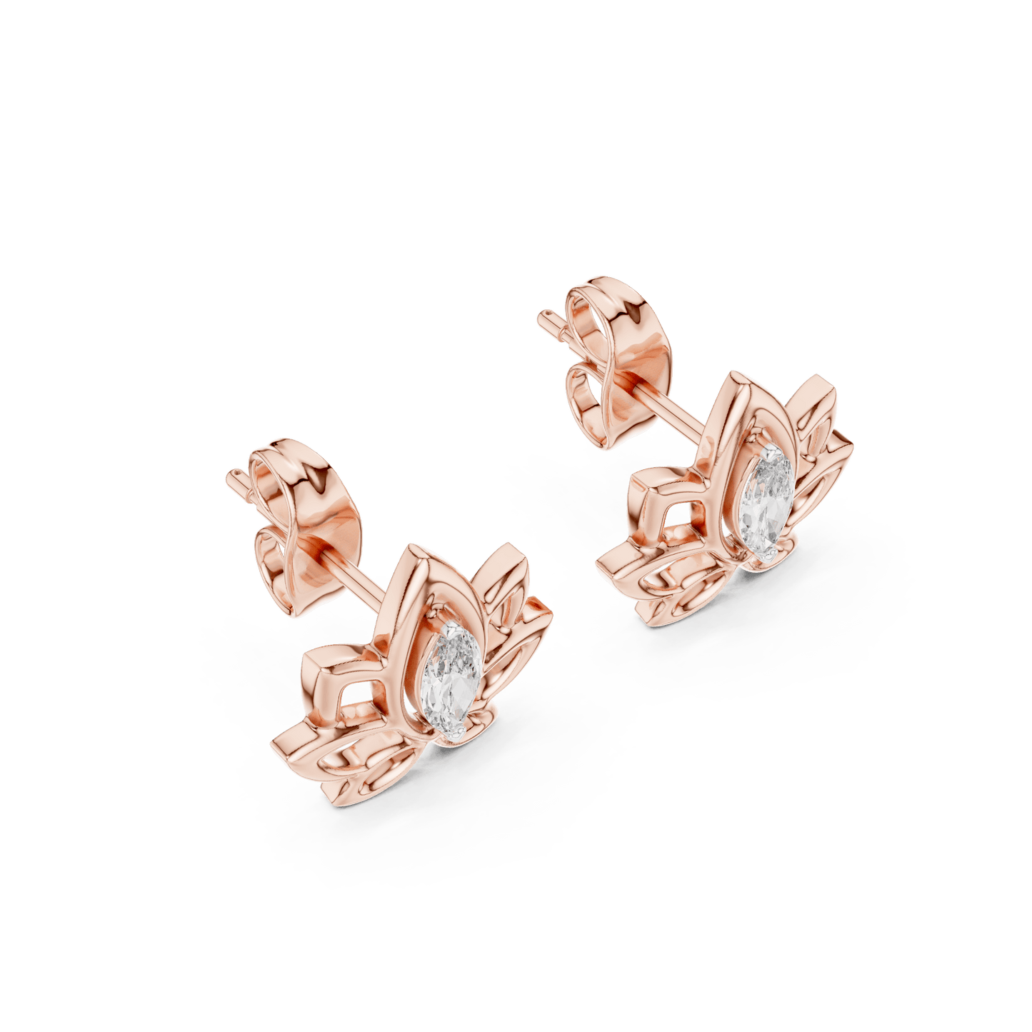 Lotus Diamond Stud Earrings