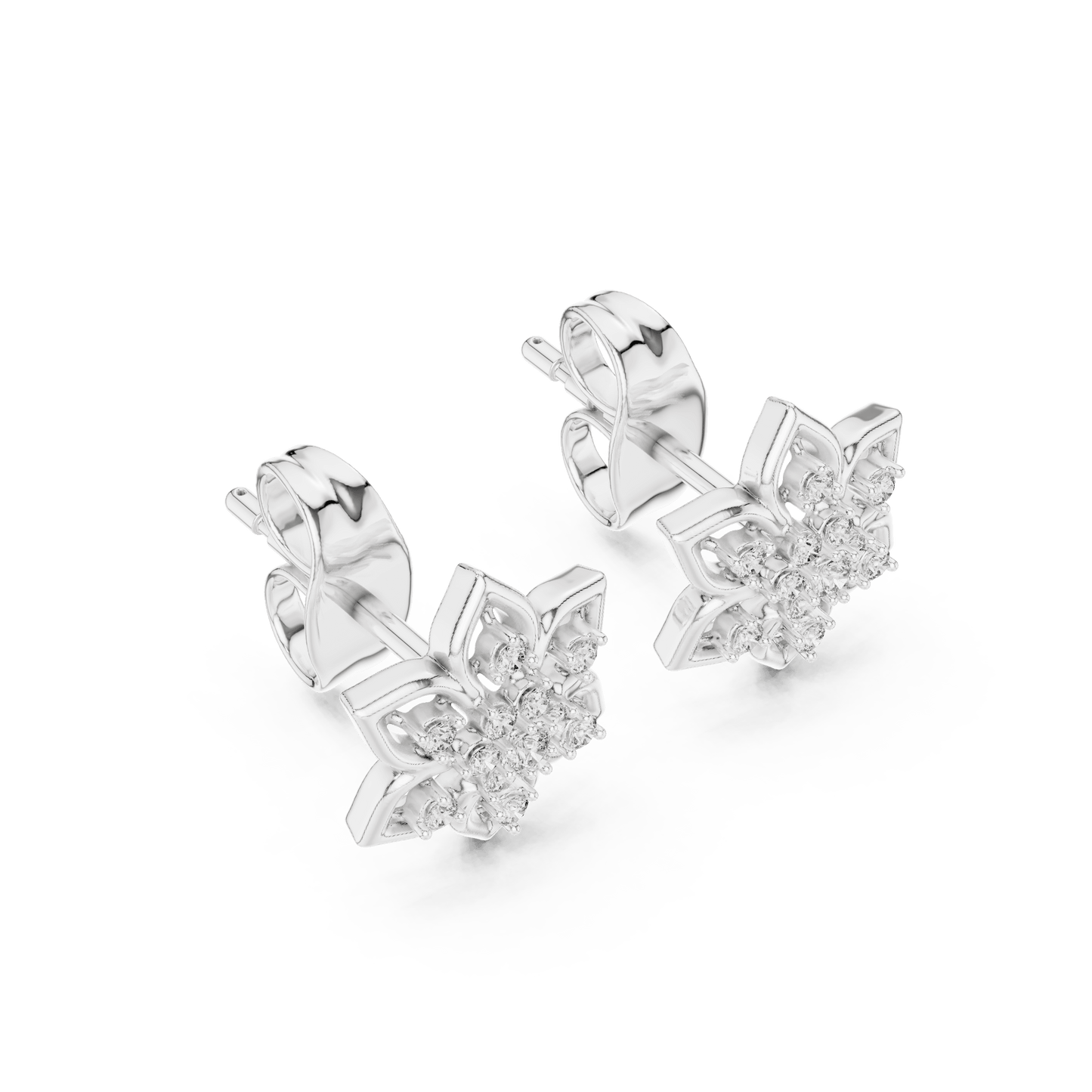Flower Star Openwork Diamond  Stud Earrings