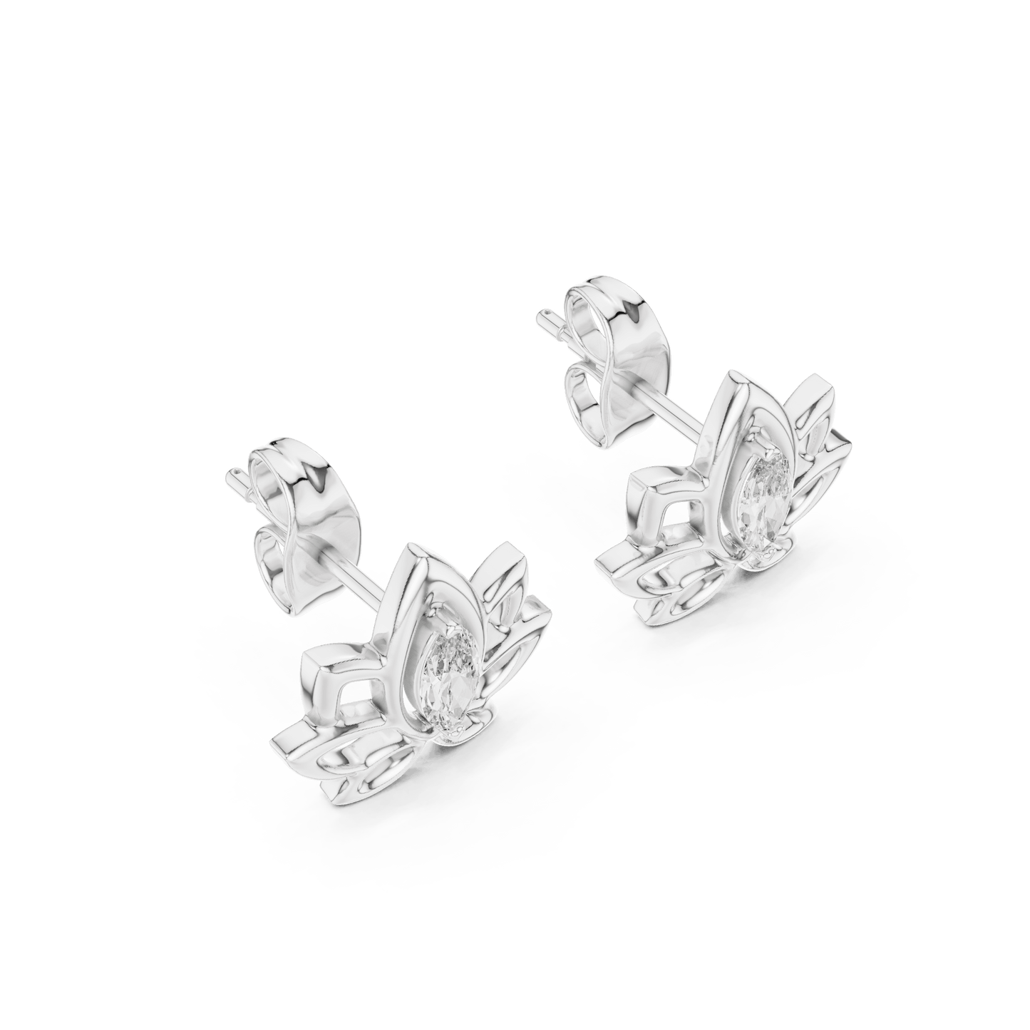 Lotus Diamond Stud Earrings