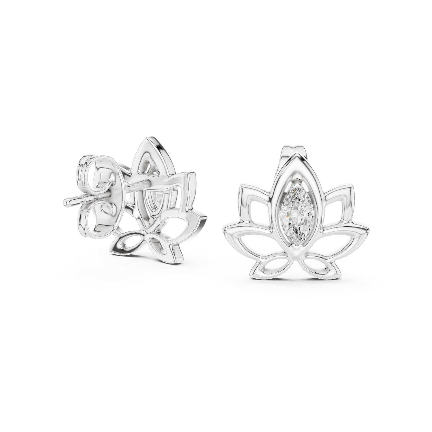 Lotus Diamond Stud Earrings