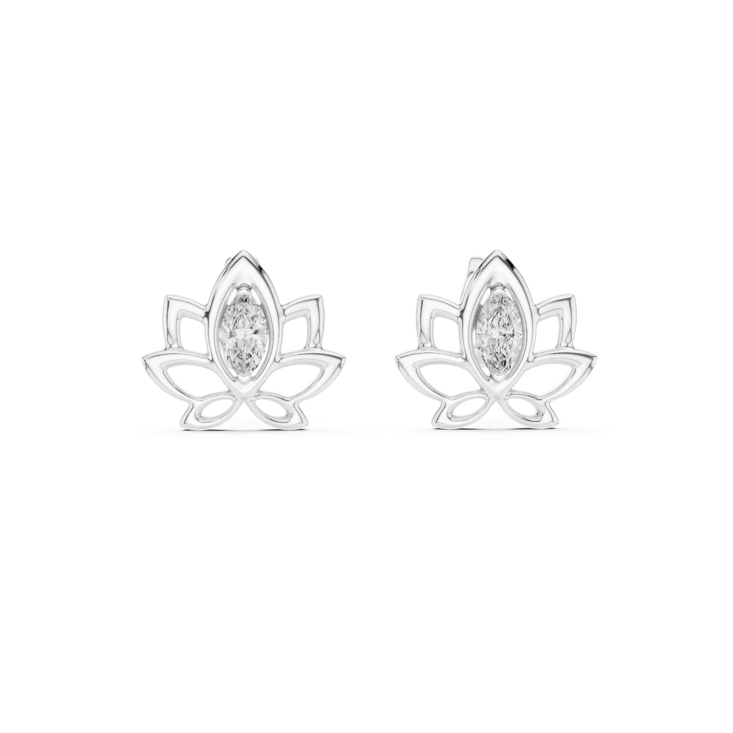 Lotus Diamond Stud Earrings