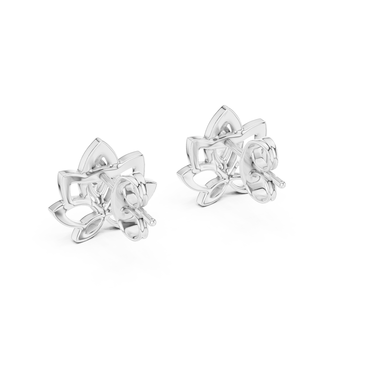 Lotus Diamond Stud Earrings