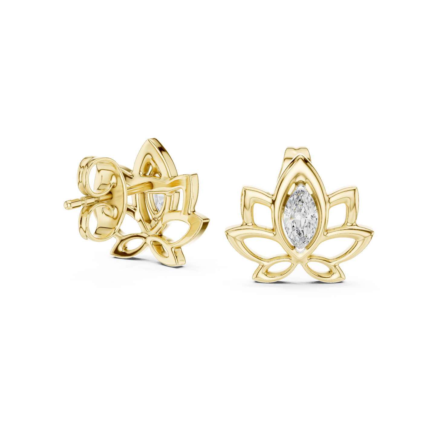 Lotus Diamond Stud Earrings