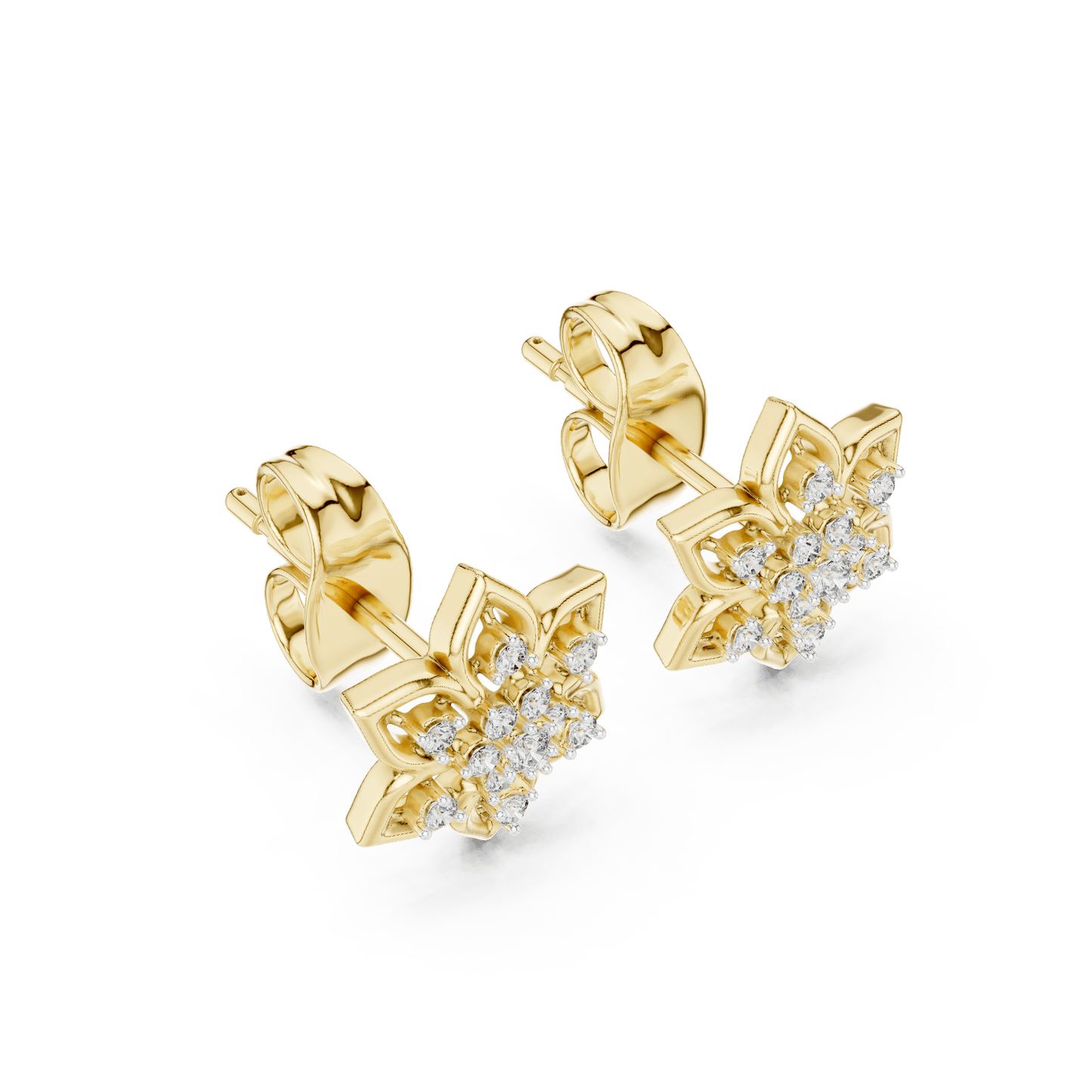 Flower Star Openwork Diamond  Stud Earrings