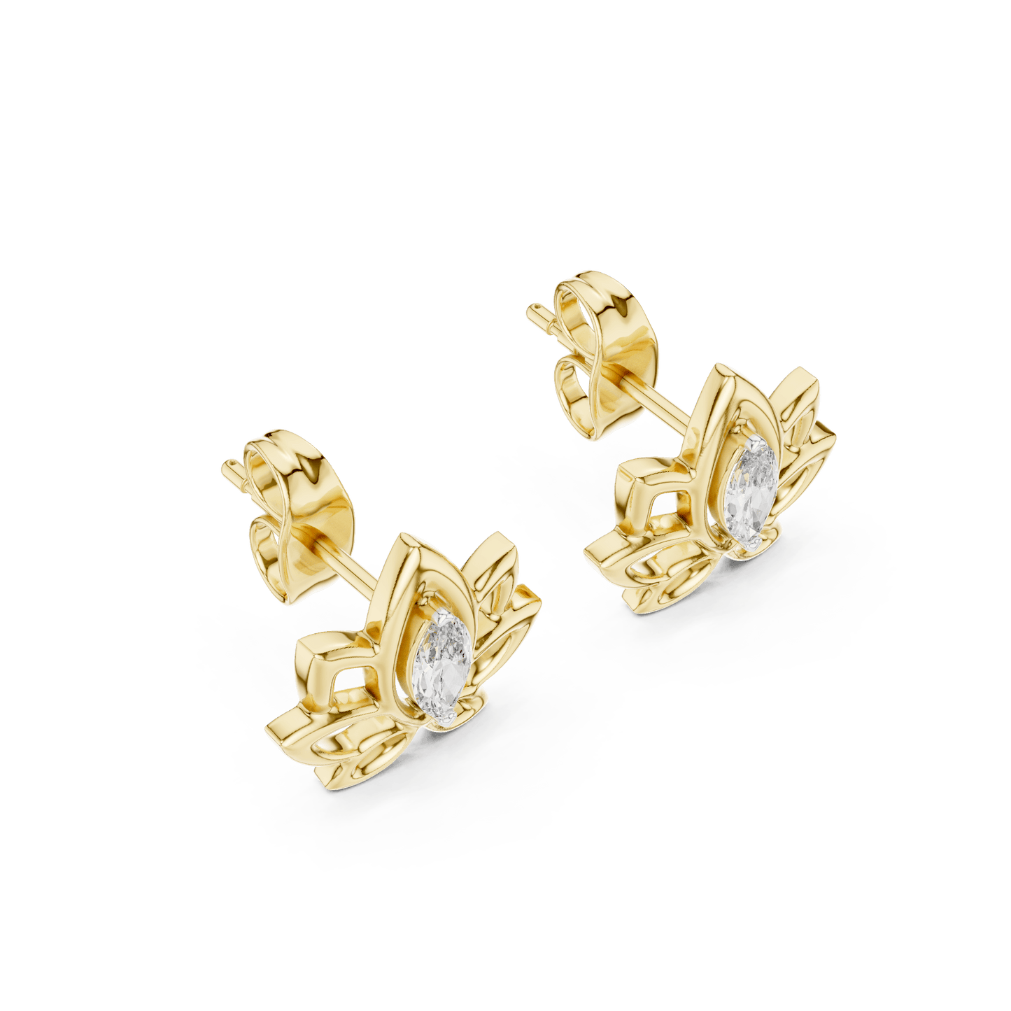 Lotus Diamond Stud Earrings