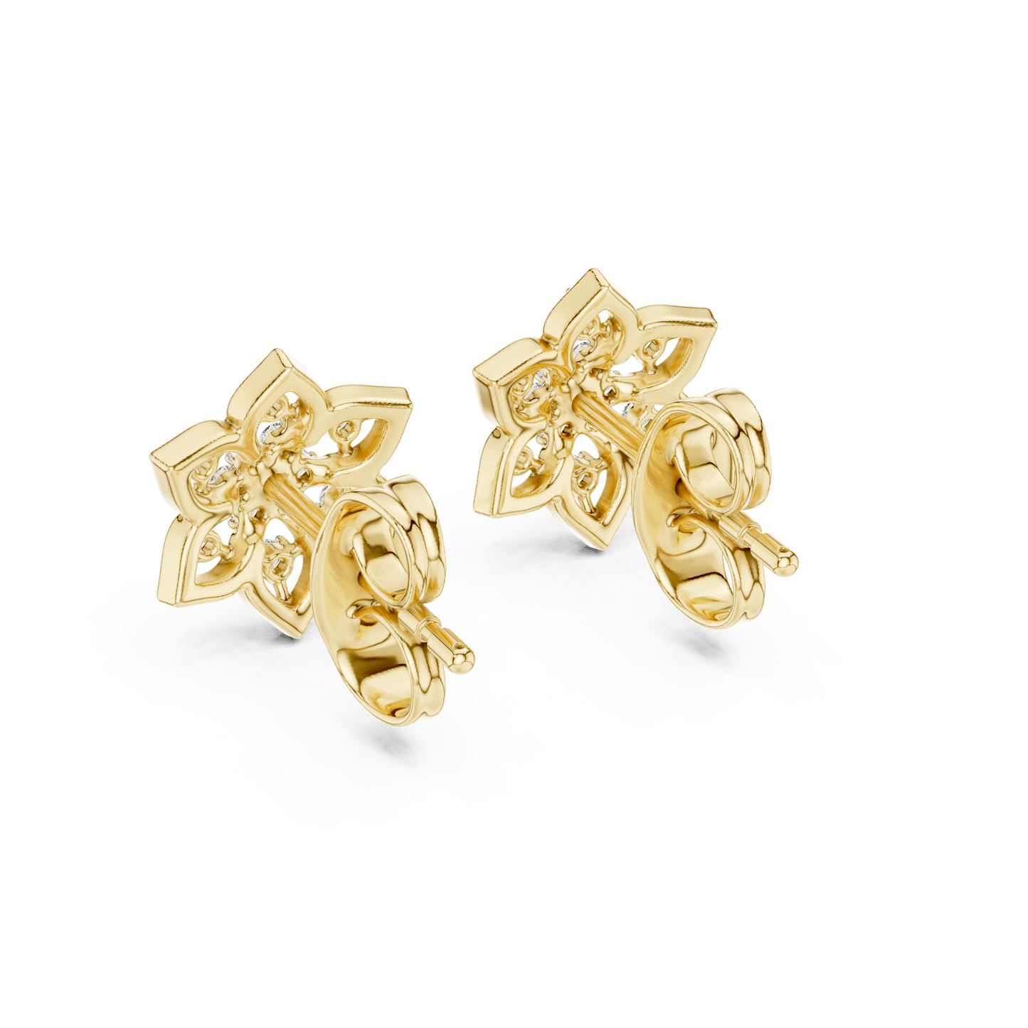 Flower Star Openwork Diamond  Stud Earrings