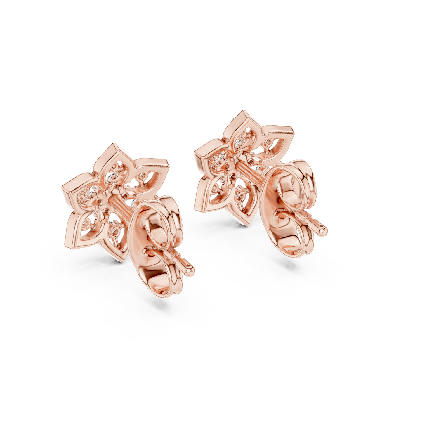Flower Star Openwork Diamond  Stud Earrings