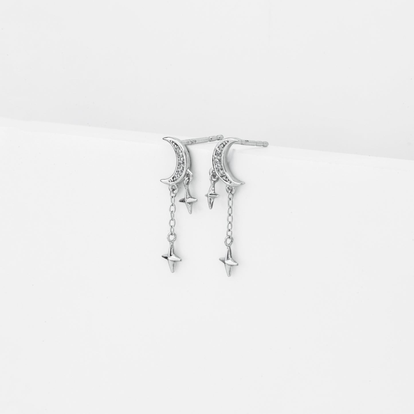 Tiny Moon Star Earrings