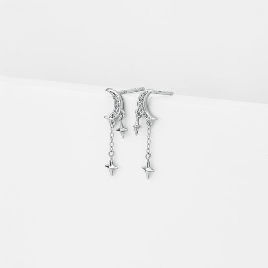 Tiny Moon Star Earrings
