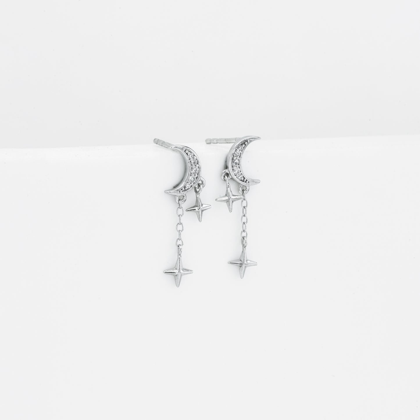 Tiny Moon Star Earrings