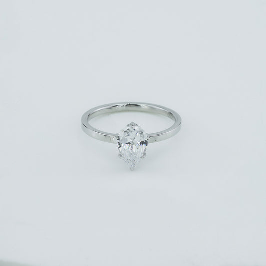 Pear-Cut Solitaire Diamond Ring