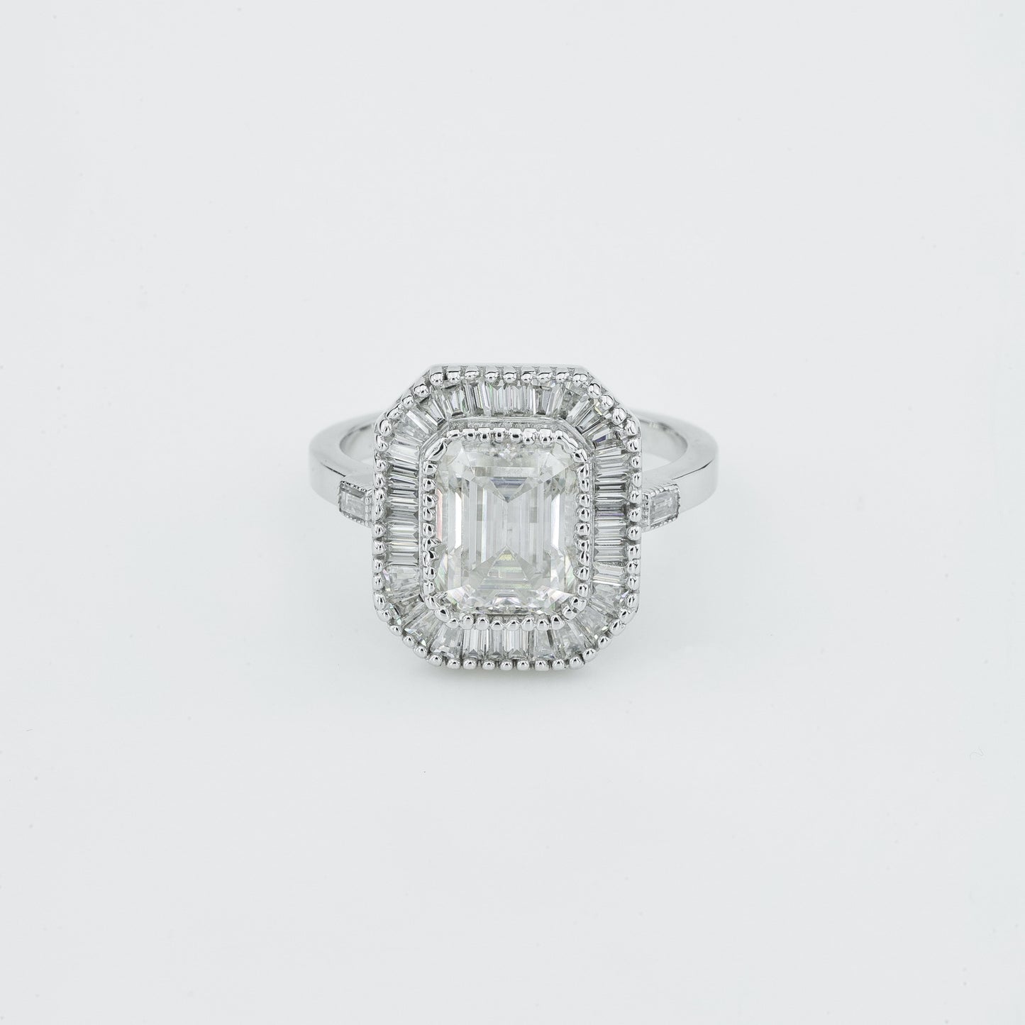 Emerald-Cut Diamond Halo Ring