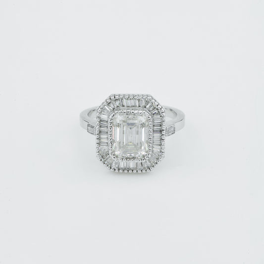 Emerald-Cut Diamond Halo Ring
