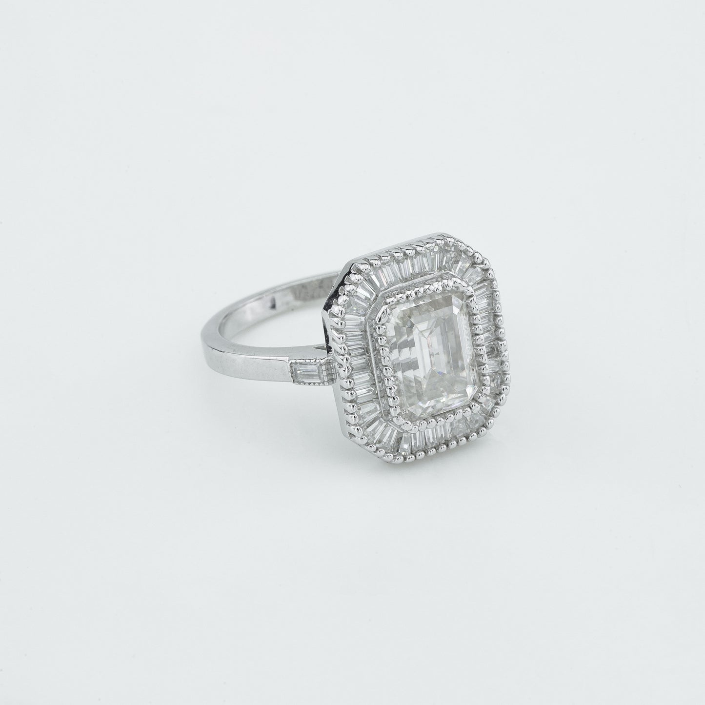 Emerald-Cut Diamond Halo Ring