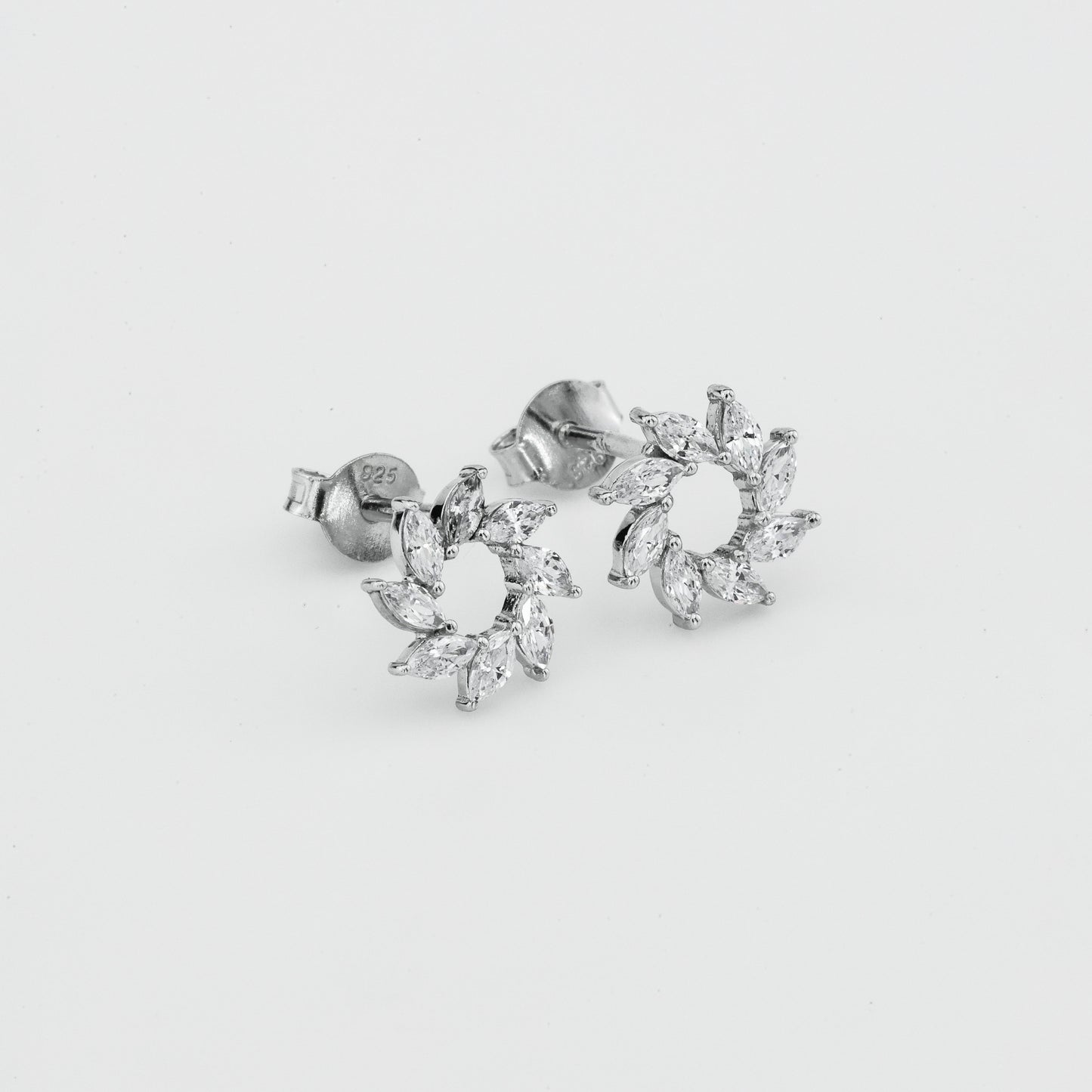 Marquise Diamond Floral Cluster Earrings