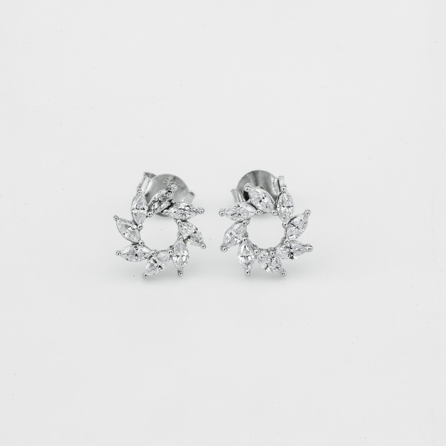 Marquise Diamond Floral Cluster Earrings