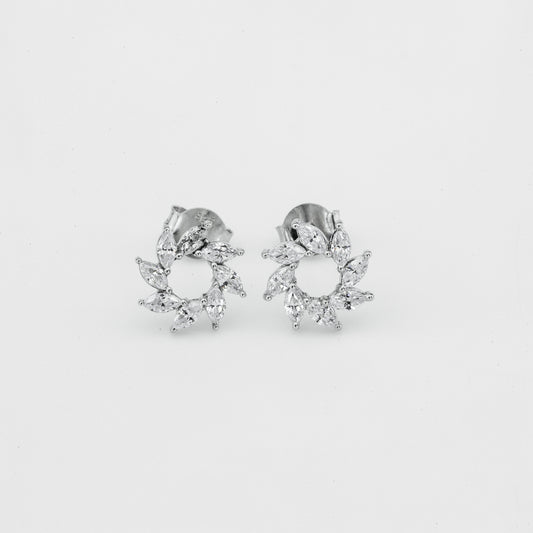 Marquise Diamond Floral Cluster Earrings